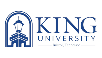King University logo featuring a stylized illustration of a lantern within an arch on the left, and the words “KING UNIVERSITY Bristol, Tennessee” in blue text on the right.